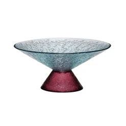 Hübsch Stor sød glasskål, blå/rød, glas, Ø 25 cm