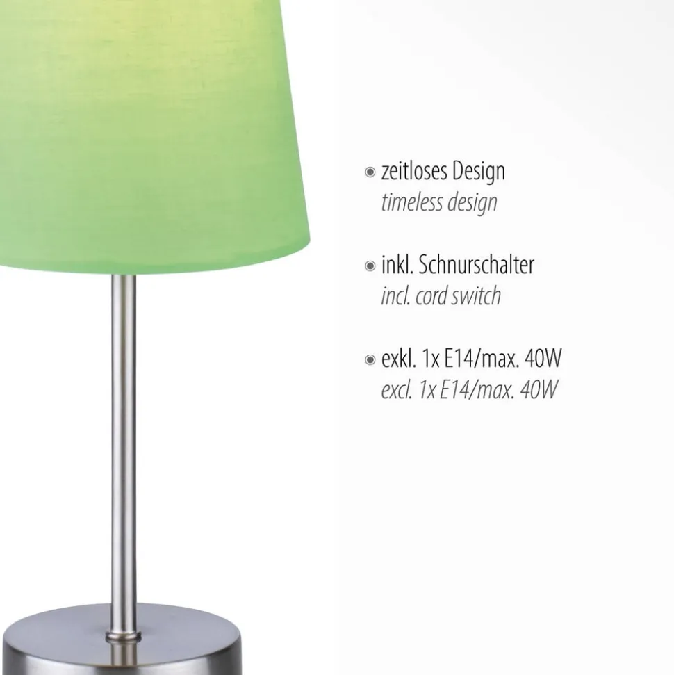Heinrich bordlampe med grøn stofskærm