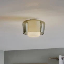 Helestra Canio - loftlampe i glas, røggrå