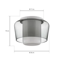 Helestra Canio - loftlampe i glas, røggrå
