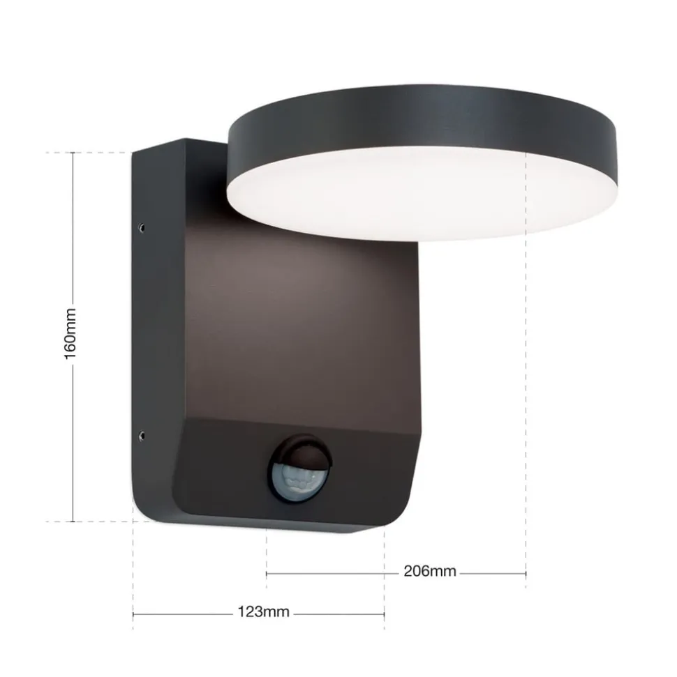 Hendryk LED-væglampe, udendørs med sensor, sort