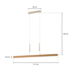 HerzBlut Leonora hængelampe, Down, 121 cm natur eg