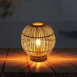 Hildegard bordlampe af bambus, Ø 30 cm