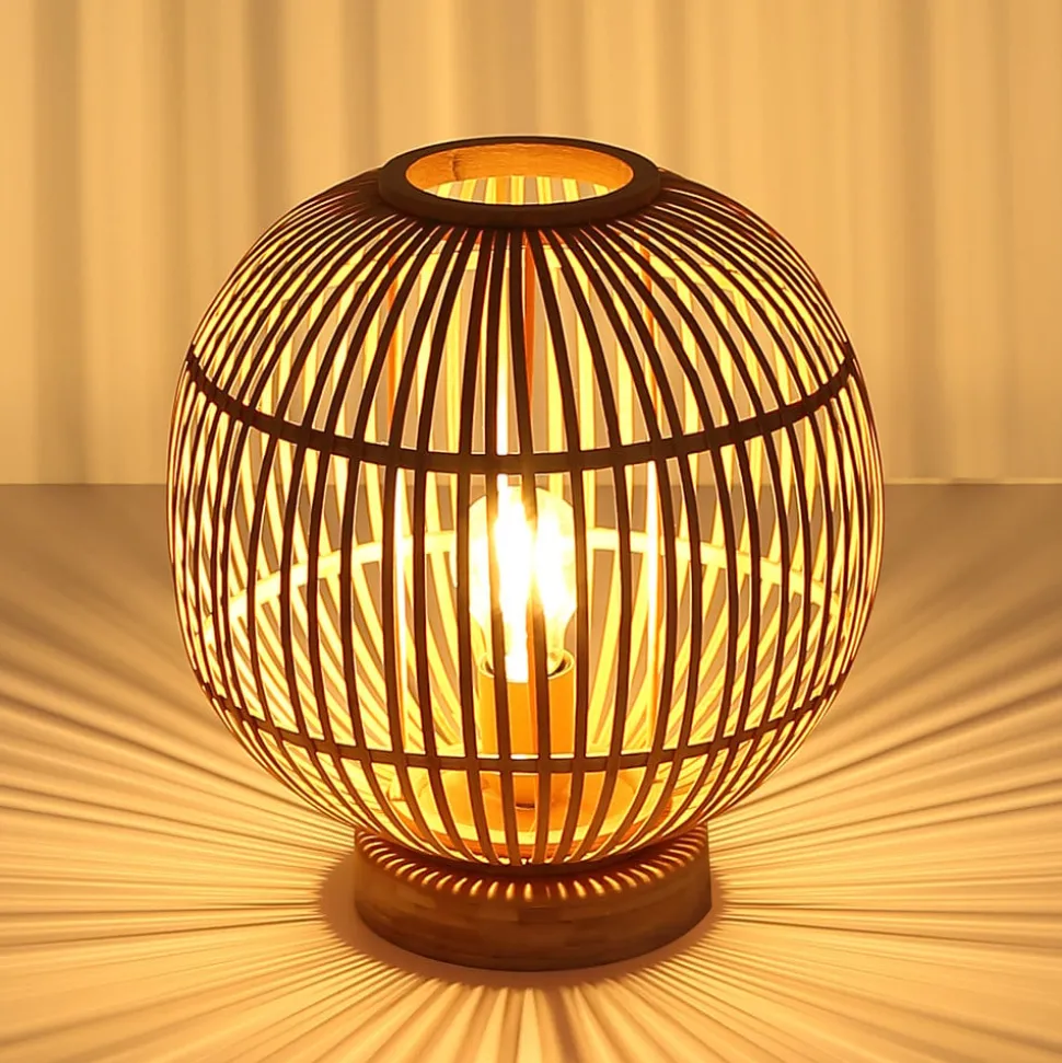 Hildegard bordlampe af bambus, Ø 30 cm