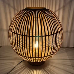Hildegard bordlampe af bambus, Ø 30 cm