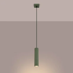 Hængelampe ALORA, olivengrøn, Ø 8 cm, metal, GU10