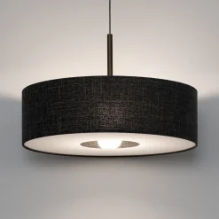 Hængelampe Amarela L, sort melange, tekstil, E27