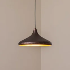Hængelampe Barek, sort/guld, Ø 34 cm, metal, E27