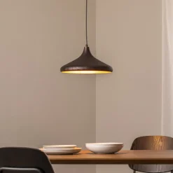 Hængelampe Barek, sort/guld, Ø 34 cm, metal, E27