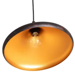 Hængelampe Barek, sort/guld, Ø 34 cm, metal, E27