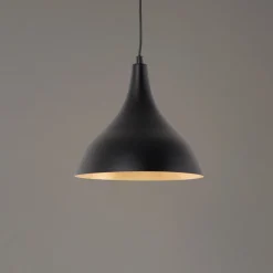 Hængelampe Berceste, sort/kobber, Ø 22 cm, jern