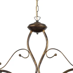 Hængelampe BILIARDO GIORGIO, creme/bronze, glas/jern 2 lyskilder.