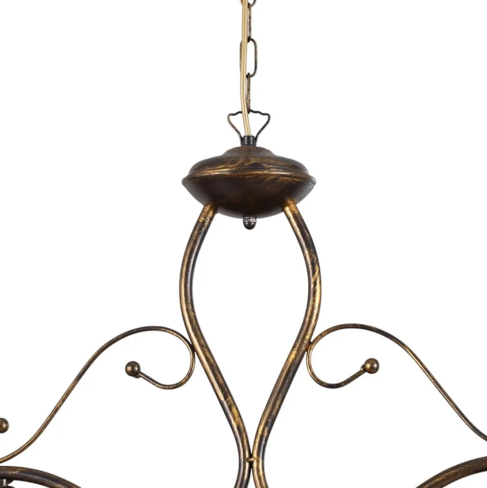 Hængelampe BILIARDO GIORGIO, creme/bronze, glas/jern 2 lyskilder.