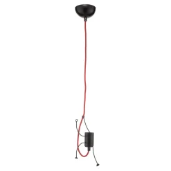 Hængelampe Bobi 1 i sort, kabel rød, 1 lyskilde.