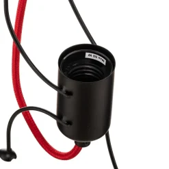 Hængelampe Bobi 1 i sort, kabel rød, 1 lyskilde.