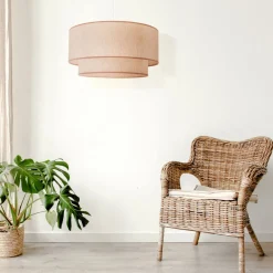 Hængelampe Boho, dobbelt skærm, beige