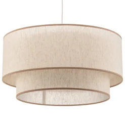 Hængelampe Boho, dobbelt skærm, beige