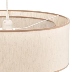 Hængelampe Boho, dobbelt skærm, beige