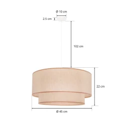 Hængelampe Boho, dobbelt skærm, beige