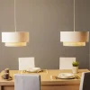 Hængelampe Boho, 2 lyskilder, tekstil, creme-hvid/rattan