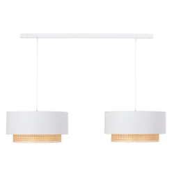 Hængelampe Boho, 2 lyskilder, tekstil, creme-hvid/rattan