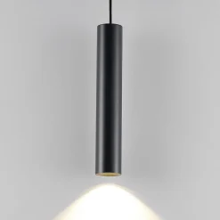 Hængelampe CAN, sort, højde 35 cm, Ø 6 cm, metal, GU10