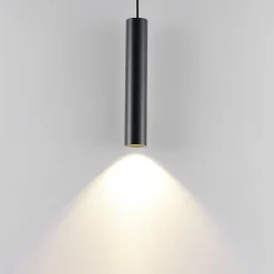Hængelampe CAN, sort, højde 35 cm, Ø 6 cm, metal, GU10