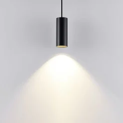Hængelampe CAN, sort, højde 15 cm, Ø 6 cm, metal, GU10