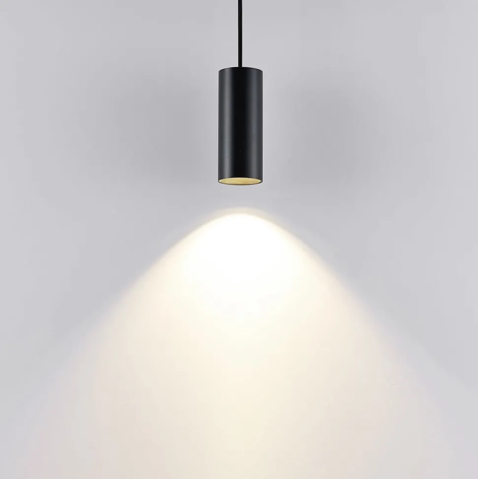 Hængelampe CAN, sort, højde 15 cm, Ø 6 cm, metal, GU10