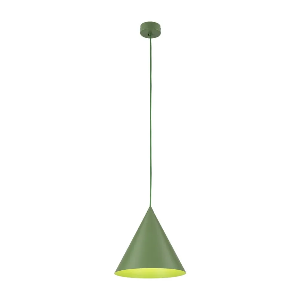 Hængelampe Cono, 1 lyskilde, Ø 25 cm, grøn, E27