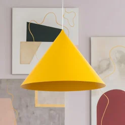 Hængelampe Cono, 1 lyskilde, Ø 50 cm, gul, E27