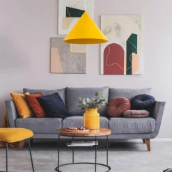 Hængelampe Cono, 1 lyskilde, Ø 50 cm, gul, E27