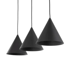 Hængelampe Cono, 3 lyskilder, sort, E27
