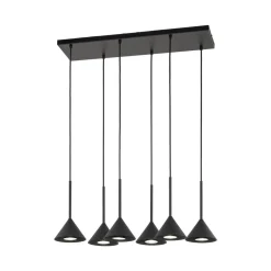 Hængelampe Cono Mini, 6 lyskilder, sort, E27