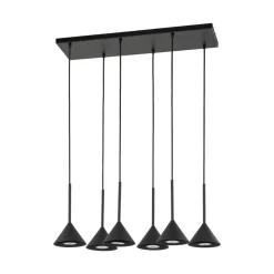 Hængelampe Cono Mini, 6 lyskilder, sort, E27