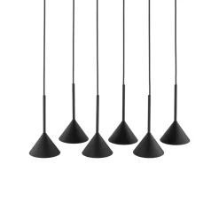 Hængelampe Cono Mini, 6 lyskilder, sort, E27