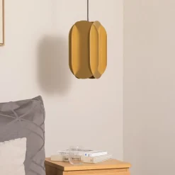 Hængelampe Corner, guldfarvet, højde 35 cm, metal, E27