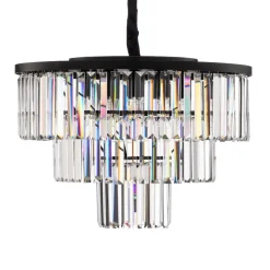 Hængelampe Cristal, transparent/sort, Ø 56 cm