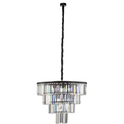 Hængelampe Cristal, transparent/sort, Ø 71 cm