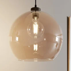 Hængelampe Cubus, rav, glas, Ø 30 cm, E27