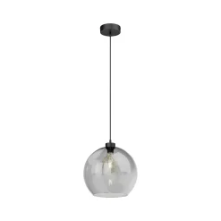 Hængelampe Cubus, røggrå, glas, Ø 30 cm, E27