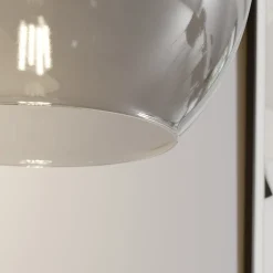 Hængelampe Cubus, røggrå, glas, Ø 30 cm, E27