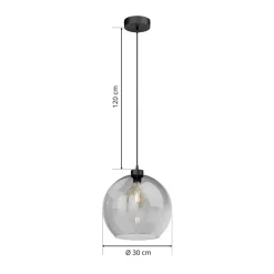 Hængelampe Cubus, røggrå, glas, Ø 30 cm, E27