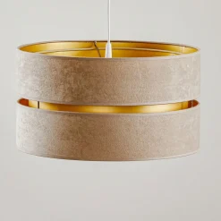 Hængelampe Duo, beige/guld, Ø40cm, 1 lyskilde