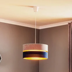 Hængelampe Duo marineblå/grå/guld Ø40cm 1flammig