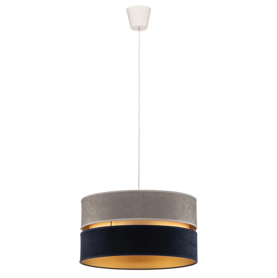 Hængelampe Duo marineblå/grå/guld Ø40cm 1flammig