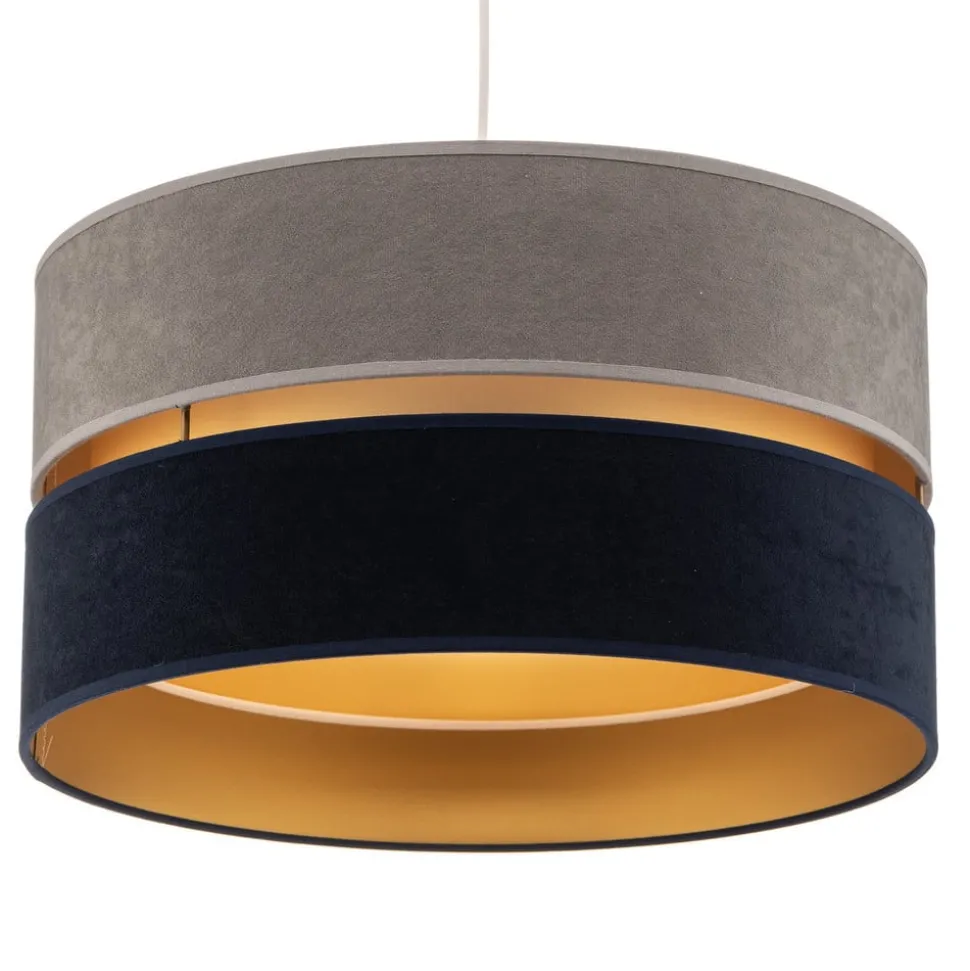 Hængelampe Duo marineblå/grå/guld Ø40cm 1flammig