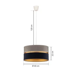 Hængelampe Duo marineblå/grå/guld Ø40cm 1flammig