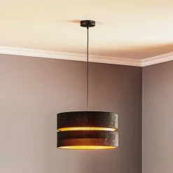 Hængelampe Duo, sort/guld, Ø40cm, 1 lyskilde