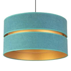 Hængelampe Duo, turkis/guld, Ø40cm, 1 lyskilde